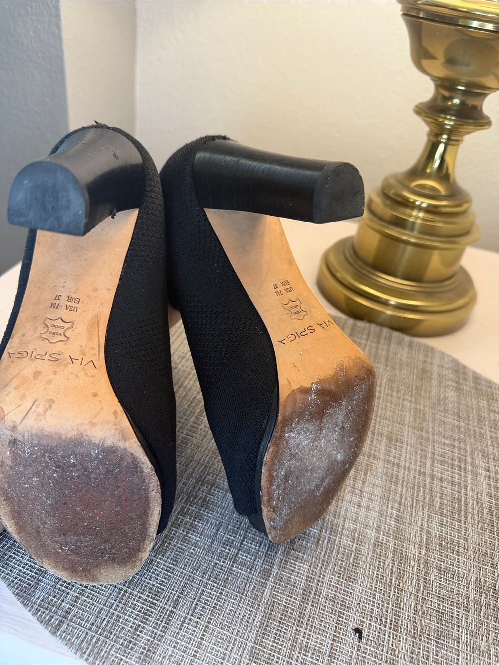Via Spiga Black Sock Peep-Toe Heeled Boots - Picture 7 of 7